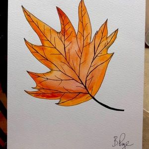 Artwork mixed media abstract orange autumn